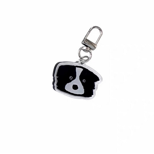 Border Collie Keychain – Minimalist Dog Face Charm