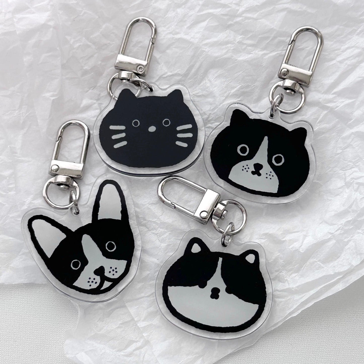 Black & White Tuxedo Cat Keychain